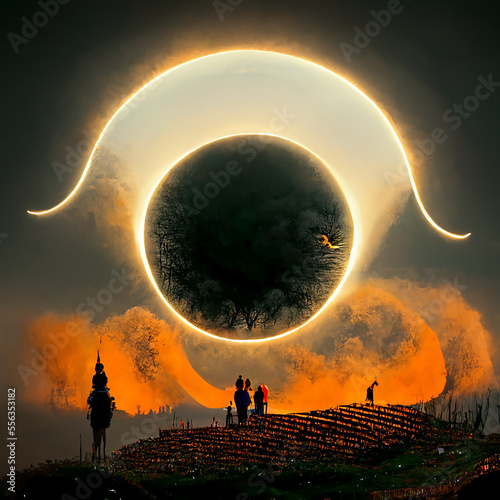 A Fantasy Solar Eclipse Dripping to the Ground AI Generated