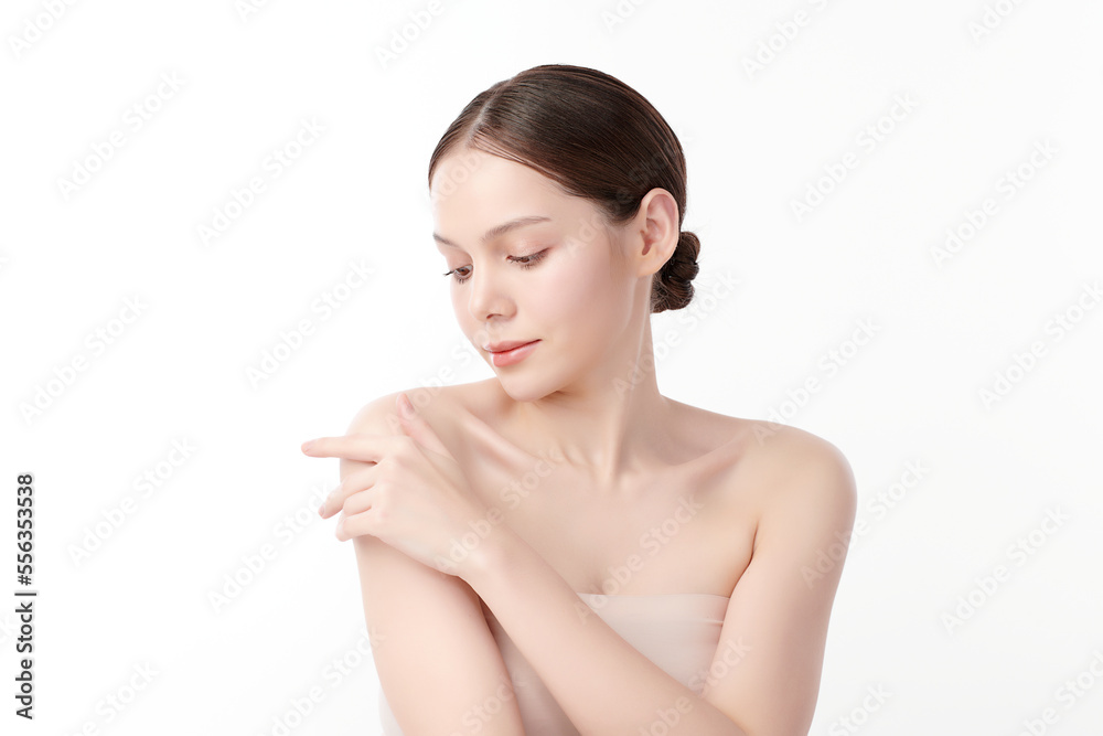 Beautiful young asian woman with clean fresh skin on white background, Face care, Facial treatment, Cosmetology, beauty and spa, Asian women portrait. Beautiful young asian woman with clean fresh skin on white background, Face care, Facial treatment, Cosmetology, beauty and spa, Asian women portrait.