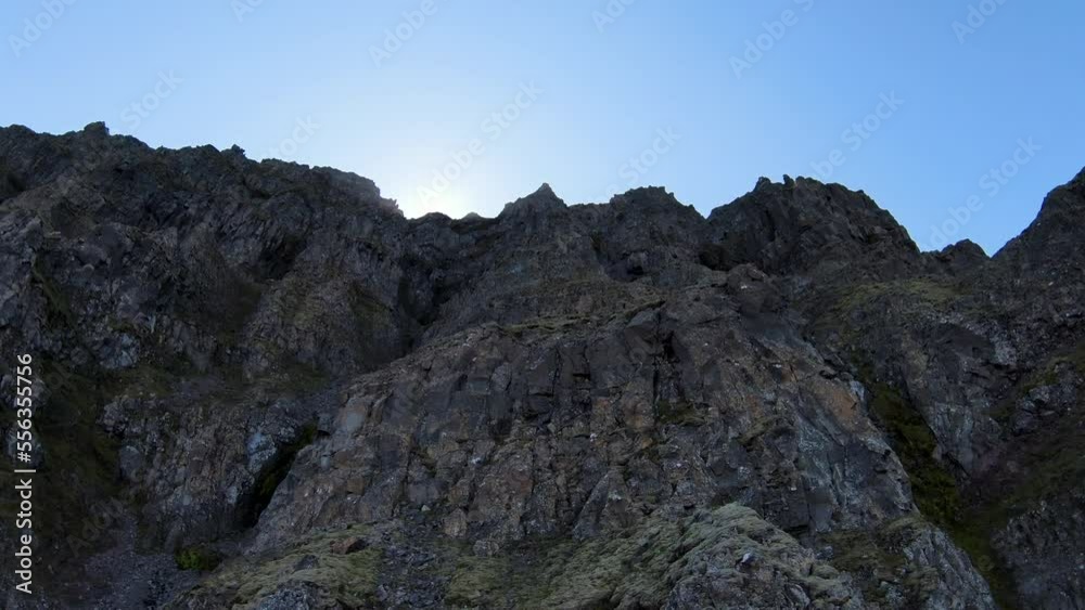 Stable shot along rugged mountains top. Stable shot along rugged mountains top.