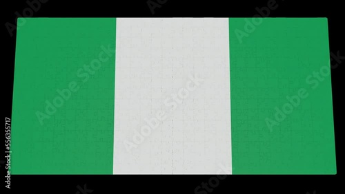 Six different clips to collect puzzle pieces in which the flag of Nigeria appears Isolated by Alpha channel (transparent background) to enhance any animation movie or Cinematic clips or film project