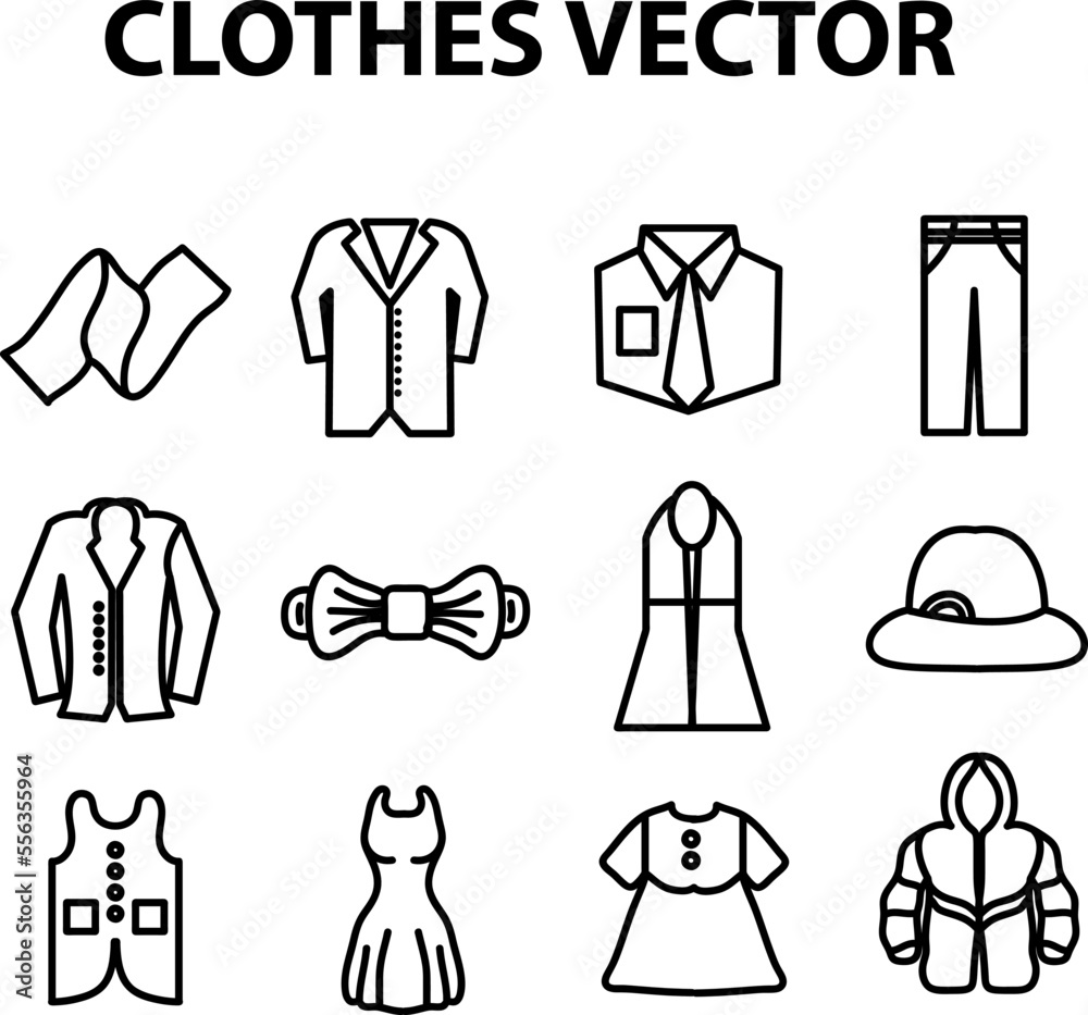 Clothes Set vector line icons with open path elements for mobile concepts and web apps..eps Clothes Set vector line icons with open path elements for mobile concepts and web apps..eps