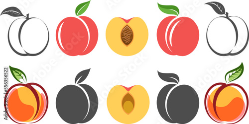 Peach icons outline and colour