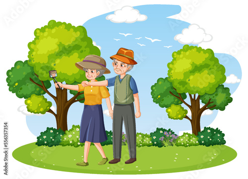 Senior couple enjoying at park