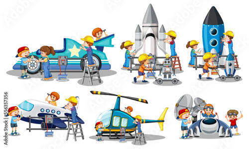 Set of engineer kids