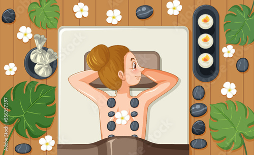 Woman getting stone massage spa