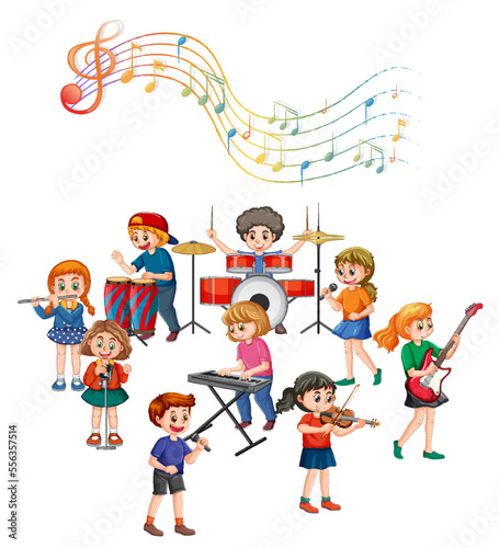 Music band kids cartoon