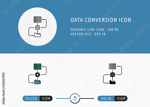 Data Conversion Icon Isolated on White Background. Database Web Filter Thin Line Symbol Stock Vector Illustration For Mobile App And Web Design.