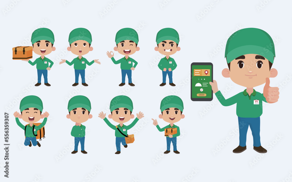 Delivery staff with different poses Delivery staff with different poses