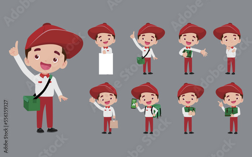 Delivery staff with different poses