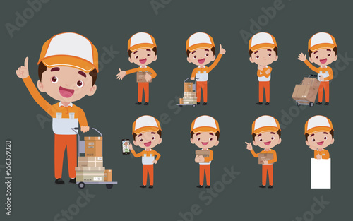 Delivery staff with different poses