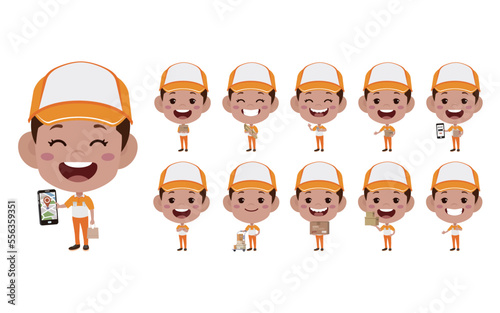 Delivery staff with different poses