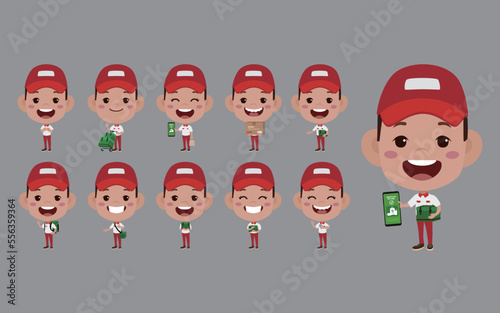 Delivery staff with different poses