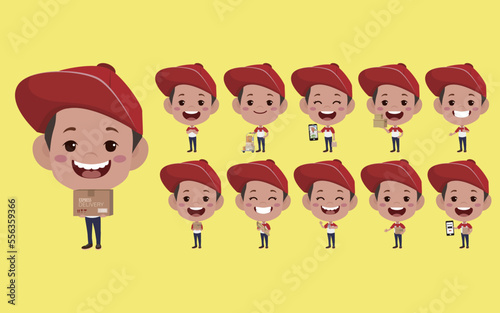 Delivery staff with different poses