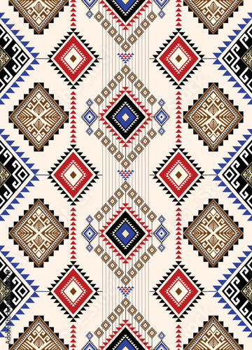 Geometric Ethnic pattern vector. African, American, Mexican, Western Aztec motif striped and bohemian pattern. designed for background,wallpaper,print, carpet,wrapping,tile,batik.vector illustratoin. 