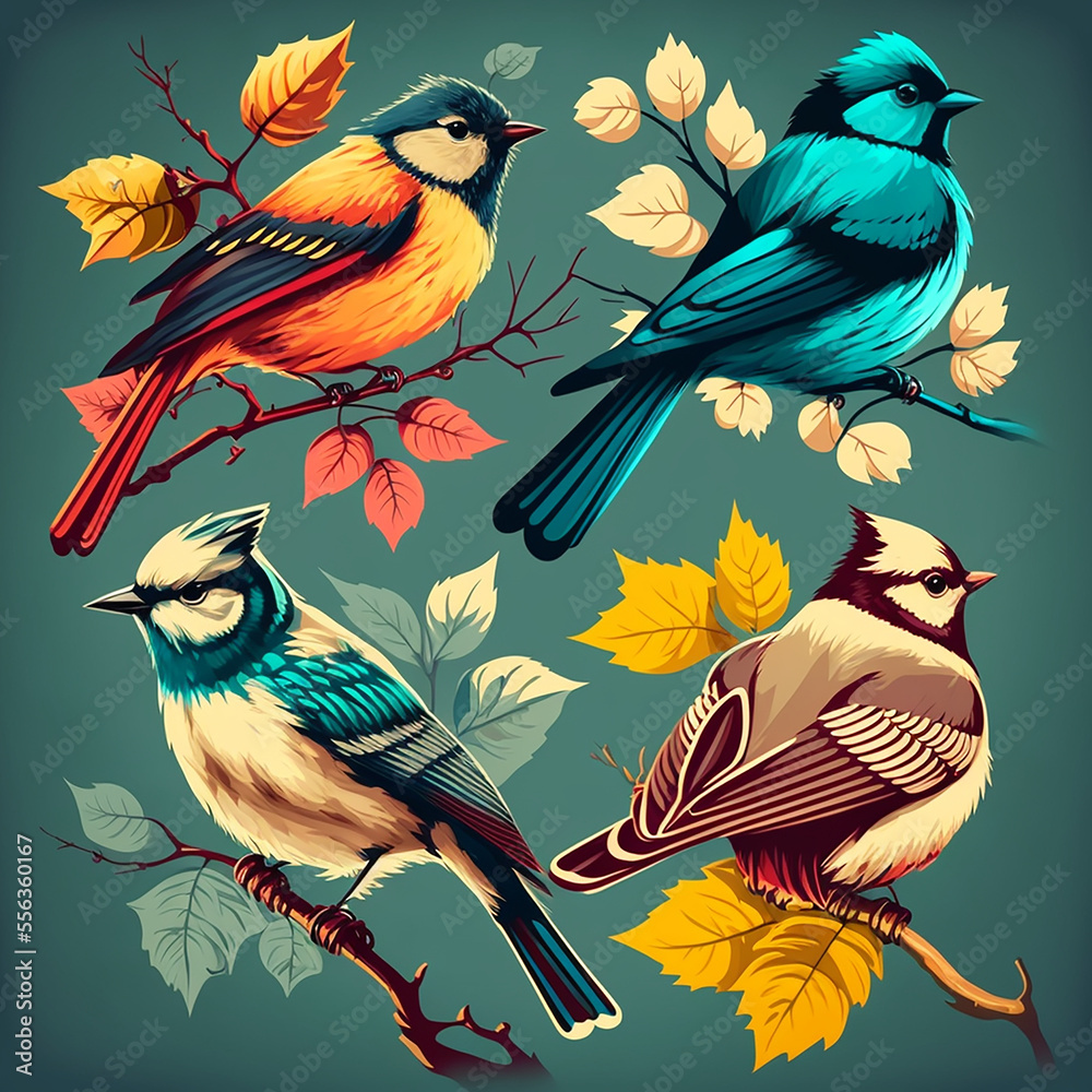 Fototapeta premium Birds Vector Art AI Generated