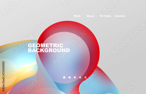Landing page abstract liquid background. Flowing shapes, round design and circle. Web page for website or mobile app wallpaper