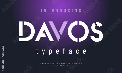 Davos creative urban sport fashion futuristic font numbers. Modern abstract digital alphabet font. Minimal technology typography.