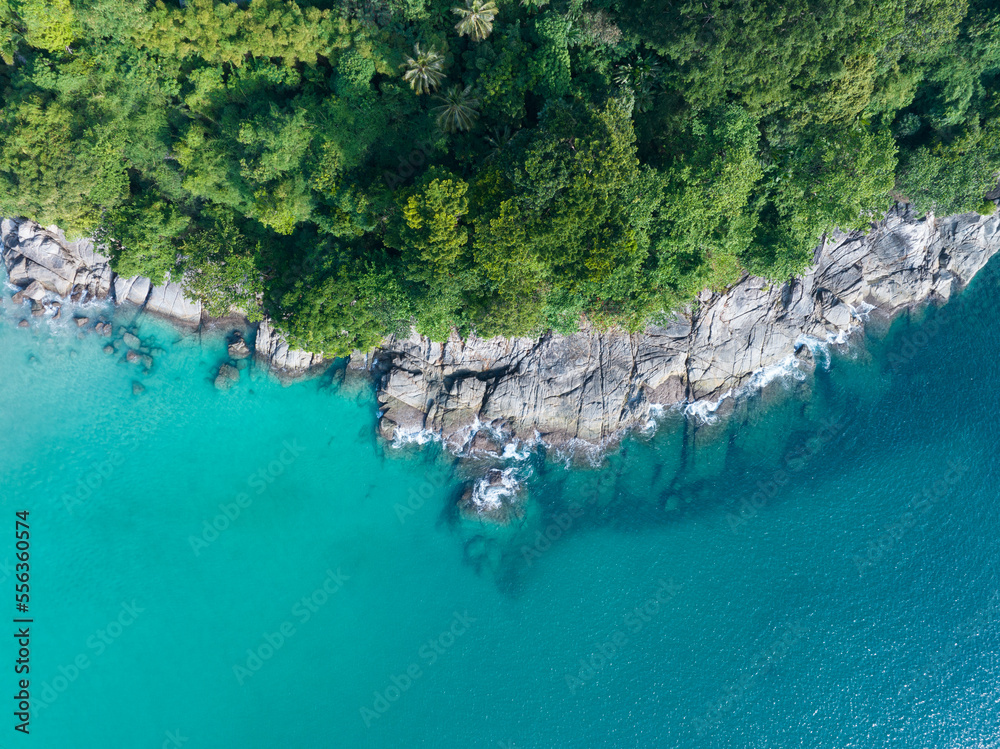 Obraz premium Amazing top view beautiful seashore, Aerial view of Tropical sea in the beautiful Phuket island