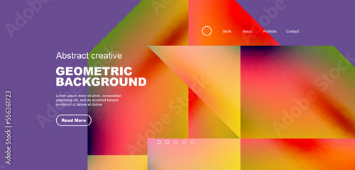 Fluid gradient geometric triangles, abstract landing page background. Minimal shapes composition for wallpaper, banner, background, leaflet, catalog, cover, flyer