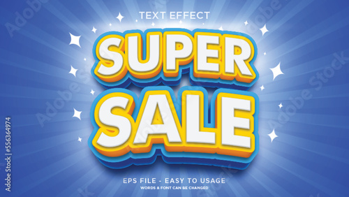 Super sale text effect with 3d bold style photo