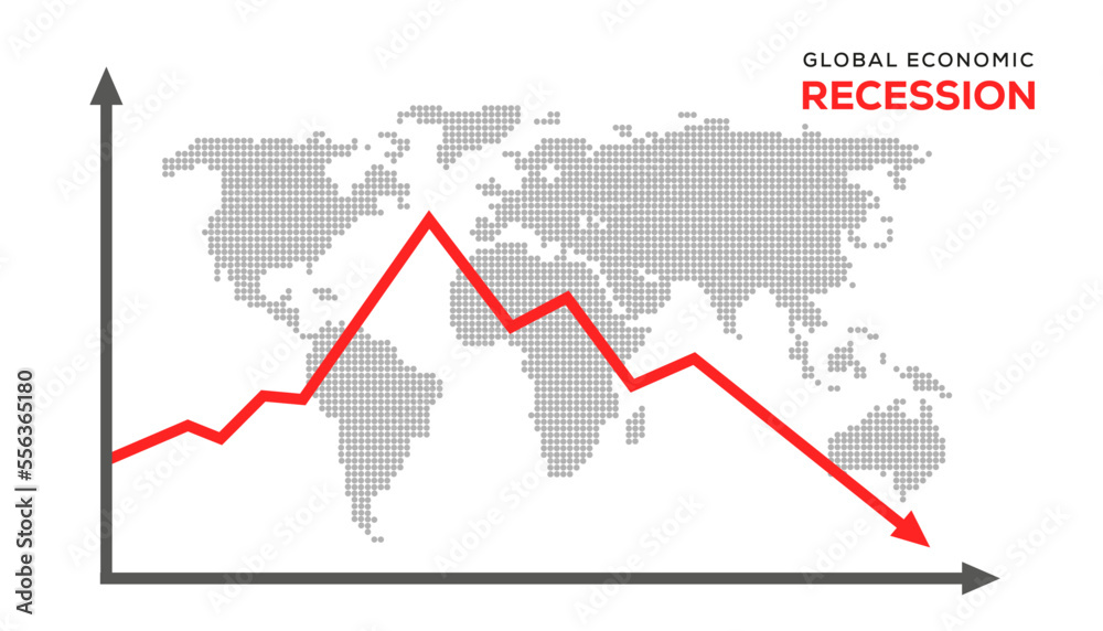 Global Recession Background. illustration of economic recession with red arrow symbol falling down Global Recession Background. illustration of economic recession with red arrow symbol falling down