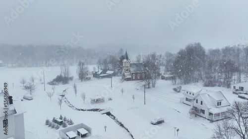 The Swedish Lutheran Church in winter snowfall Monson Town photo