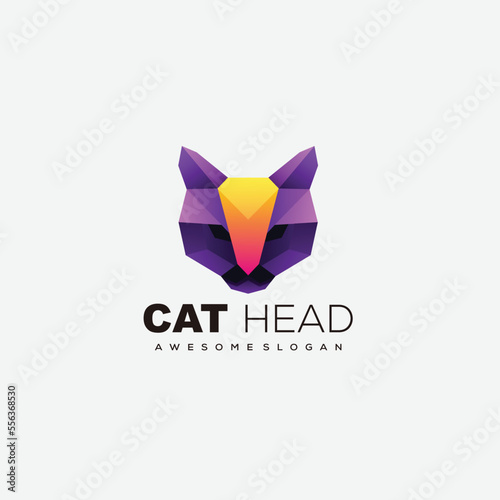 cat head design logo illustration color Free Download cat head design logo illustration color - GFXLoad