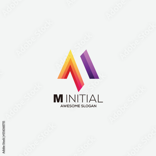 Free Download m initial gradient color icon vector - GFXLoad