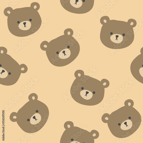 Seamless childish pattern with cute bear faces. Great for fabric, textile, apparel. Vector illustration