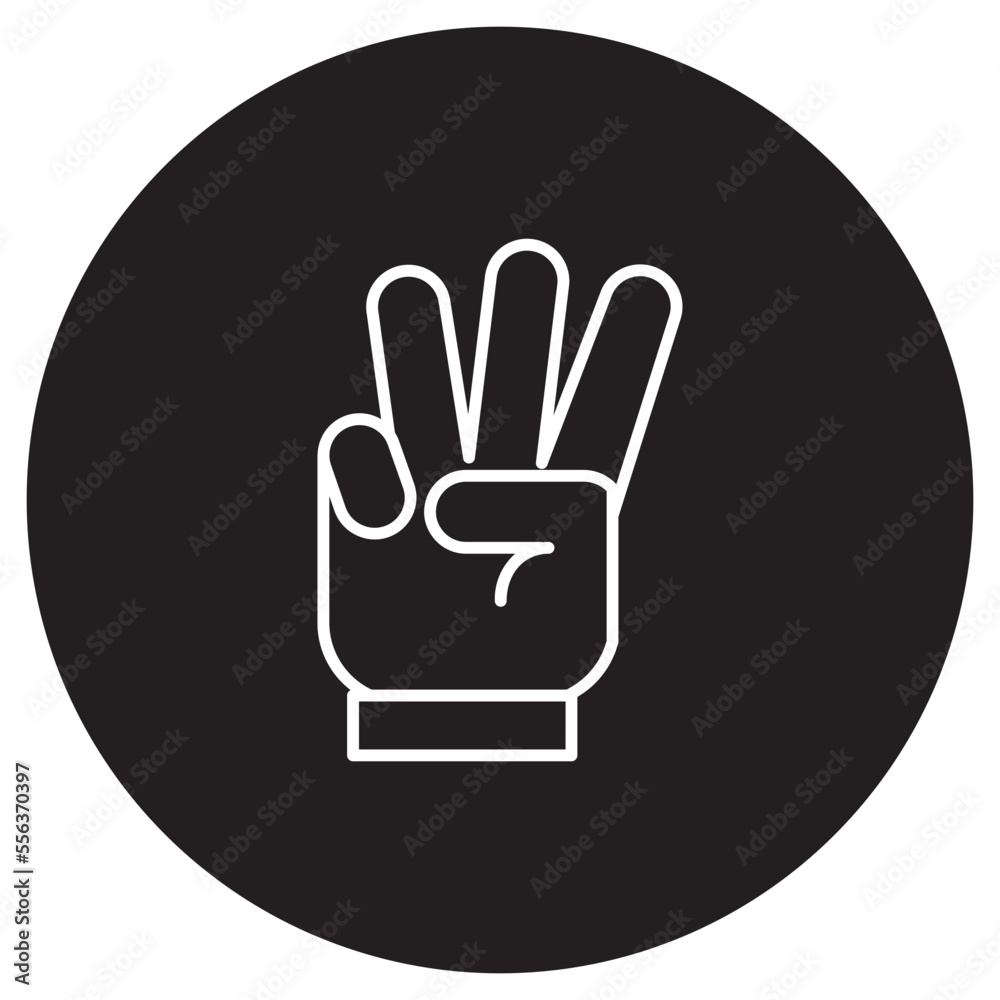 Obraz premium Illustration of Hand Gesture of Three Number design Icon
