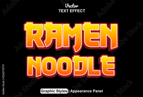 Ramen noodle text effect with graphic style and editable.