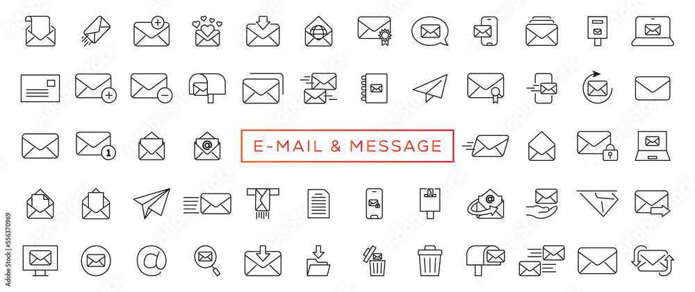Mail message line icons. Newsletter, E-mail, Correspondence. Communication linear icon set. Quality line set - obrazy, fototapety, plakaty 