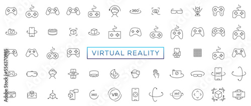 Virtual and augmented reality outline vector icons isolated on white background. AR and VR line icon set for web design, mobile apps, ui design and print. Futuristic technology concept