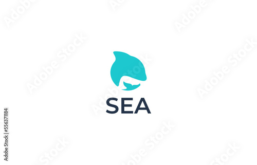dolphin and stingray logo design templates