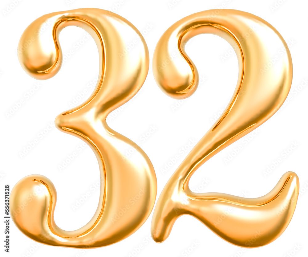 3d gold modern number 32 3d gold modern number 32