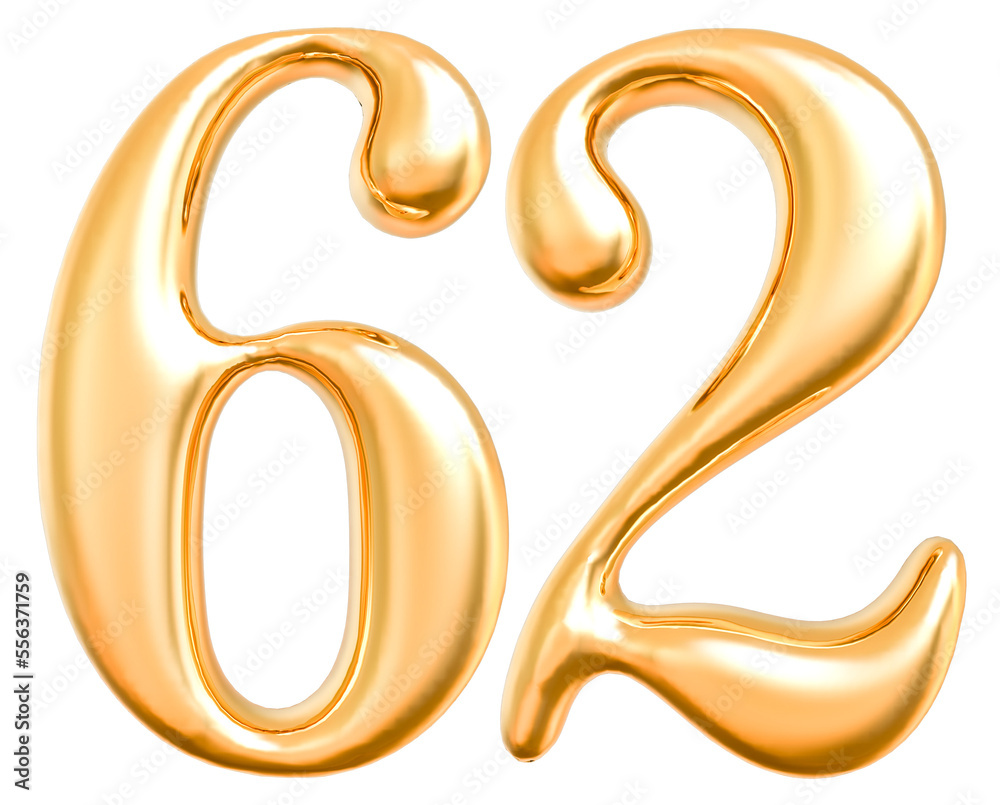 3d gold modern number 62 3d gold modern number 62