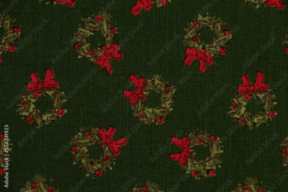 Old Christmas pine leaf pattern part of the old japanese fabric background. Old Christmas pine leaf pattern part of the old japanese fabric background.