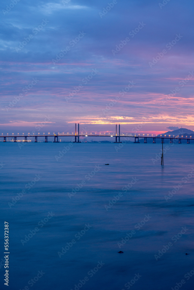 Suspension bridge with clear sky. Penang bridge in Penang, Malaysia. First longest transportation bridge in southeast asia. Suspension bridge with clear sky. Penang bridge in Penang, Malaysia. First longest transportation bridge in southeast asia.