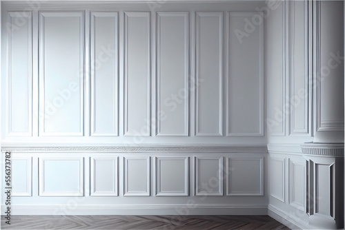 white lacquered wall with wainscoting ideal for backgrounds photo