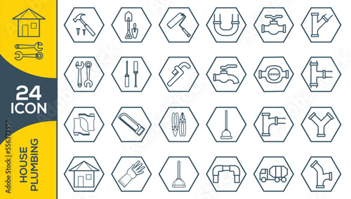HOUSE PLUMBING ICON SET DESIGN