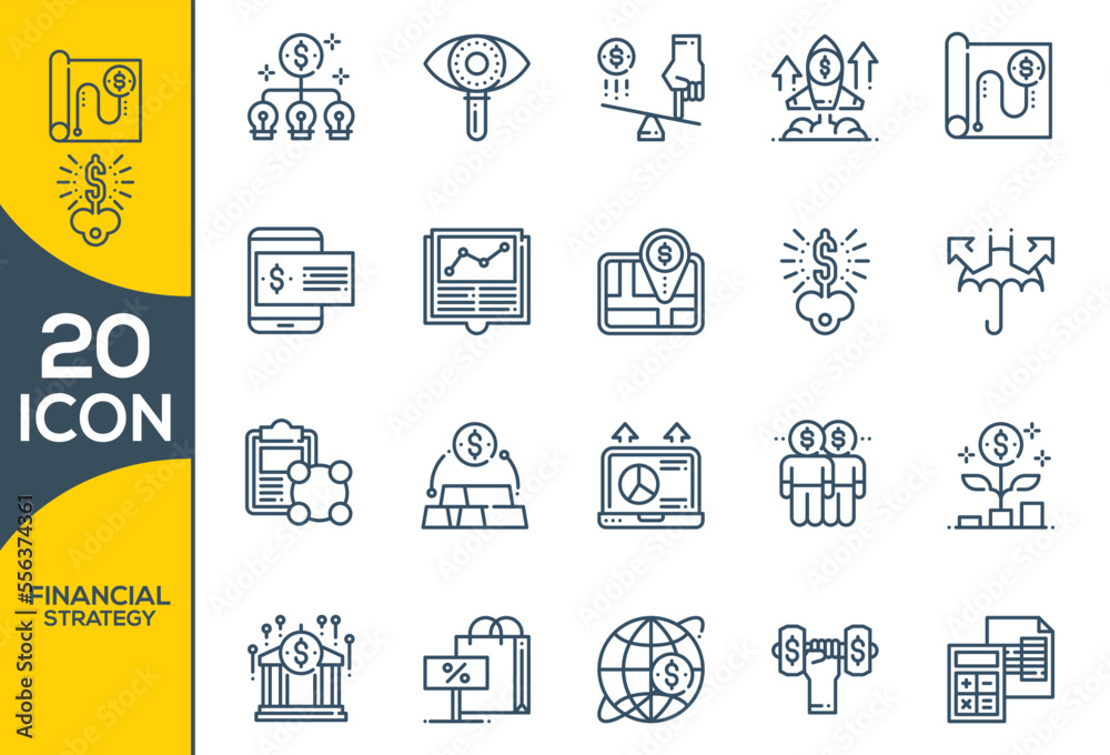 FINANCIAL STRATEGY ICON SET DESING FINANCIAL STRATEGY ICON SET DESING