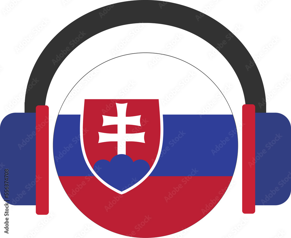 Fototapeta premium Slovakia headphone flag.