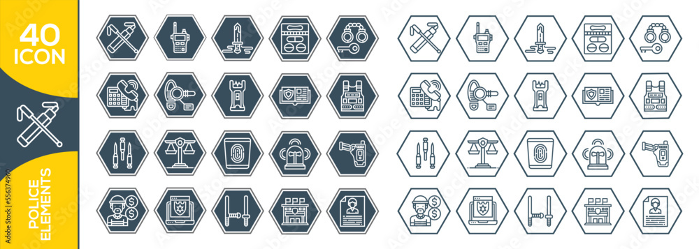 POLICE ELEMENTS ICON SET DESIGN POLICE ELEMENTS ICON SET DESIGN