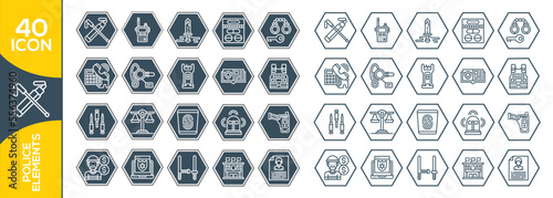 POLICE ELEMENTS ICON SET DESIGN