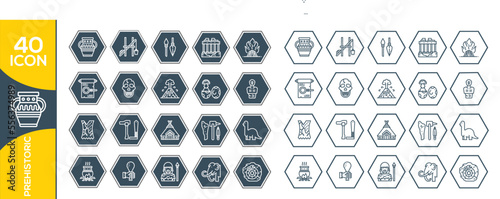 prehistoric icon set design