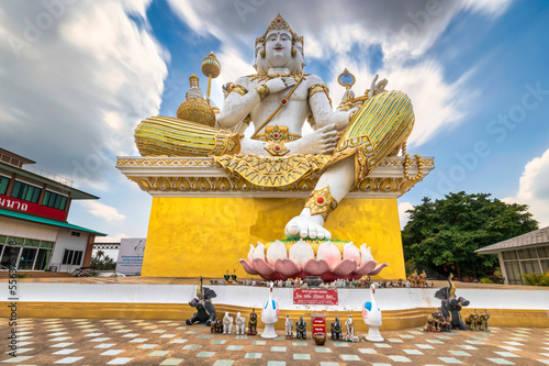 Chachoengsao, Thailand, August 14, 2022 : Wat Saman Rattanaram, Very huge Seated Brahma Buddha image. photo