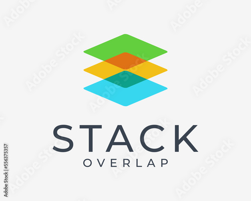 Stack Pile Heap Data Information Overlap Color Overlapping Modern Overlay Icon Vector Logo Design
