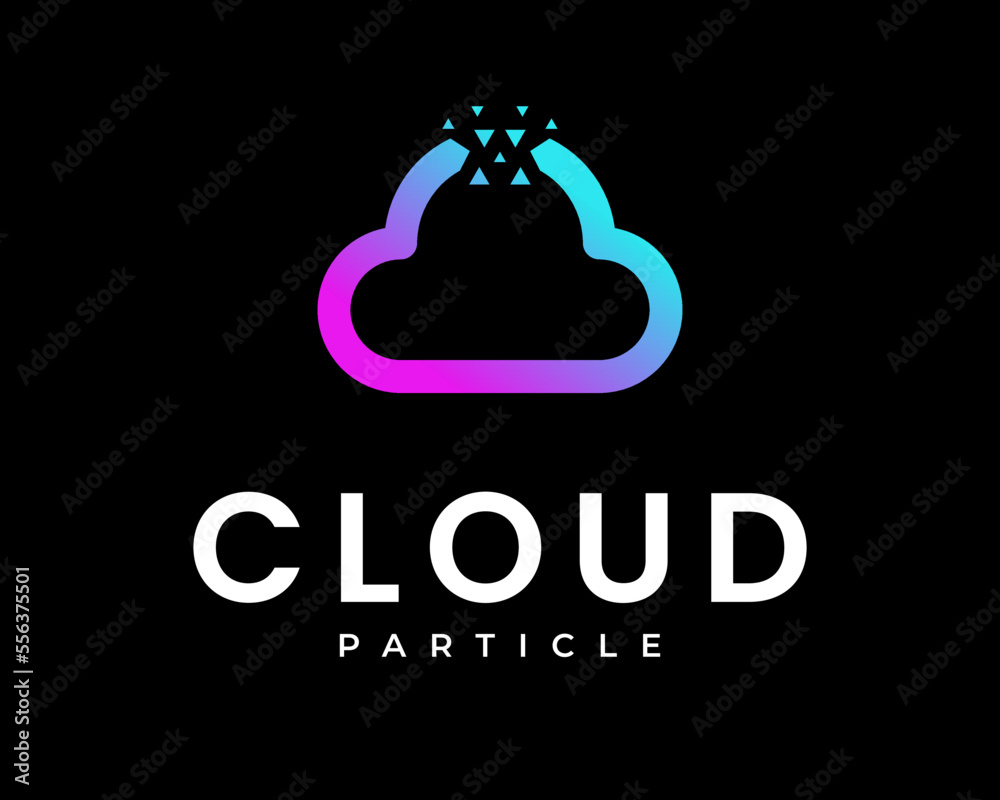 Cloud Server Computing Ruin Broken Technology Digital Particle Futuristic Modern Vector Logo Design Cloud Server Computing Ruin Broken Technology Digital Particle Futuristic Modern Vector Logo Design
