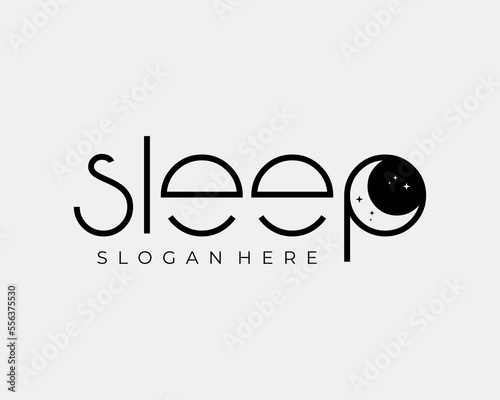 Sleep Bedtime Dream Rest Relax Comfort Moon Star Crescent Wordmark Typography Vector Logo Design