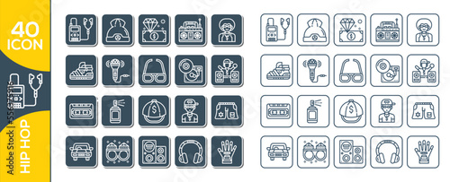 hip hop icon set design